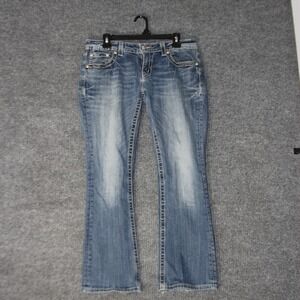 Miss Me Signature Bootcut Jeans Womens 31 Blue Embellished Y2K JW71118D